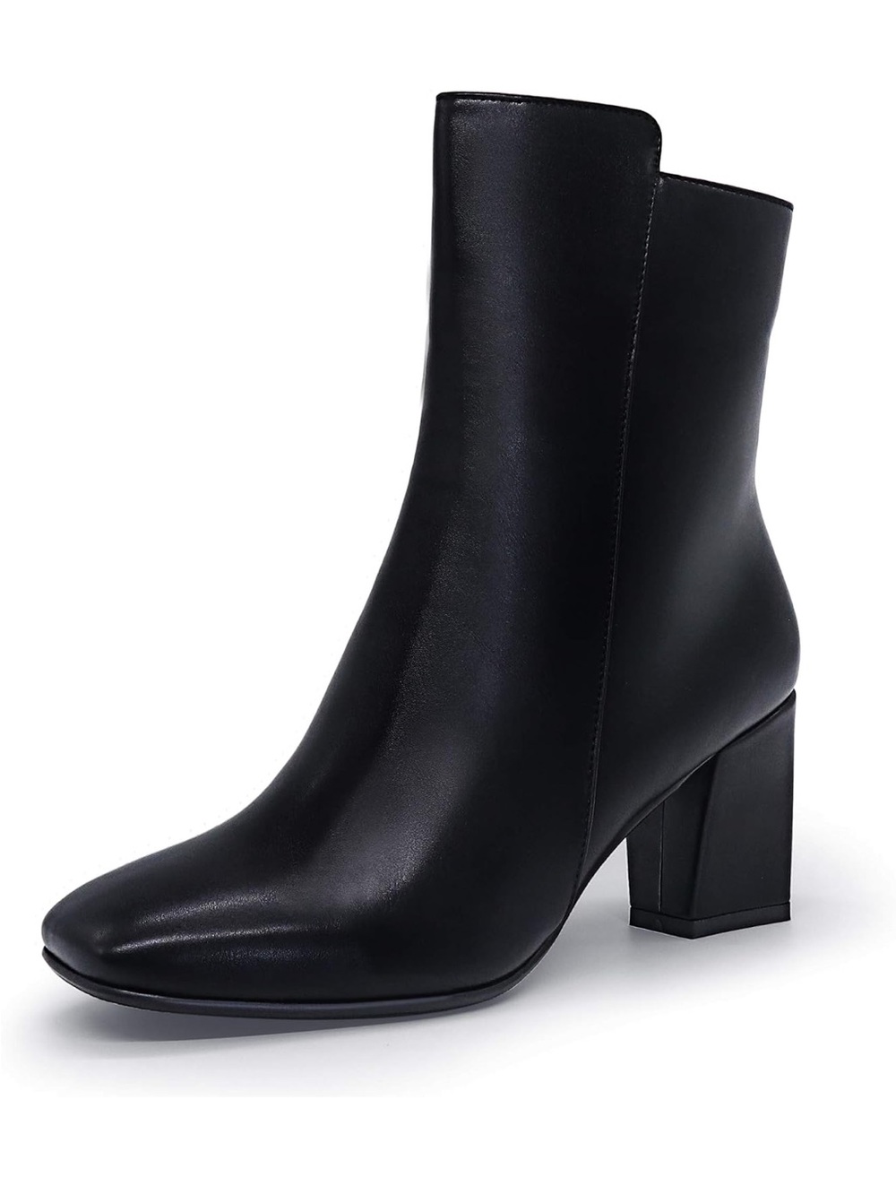 Idifu Classic Black Block Heel Ankle Boots